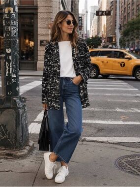 Parsley & Sage Stretch Blazer With Zippered Pockets